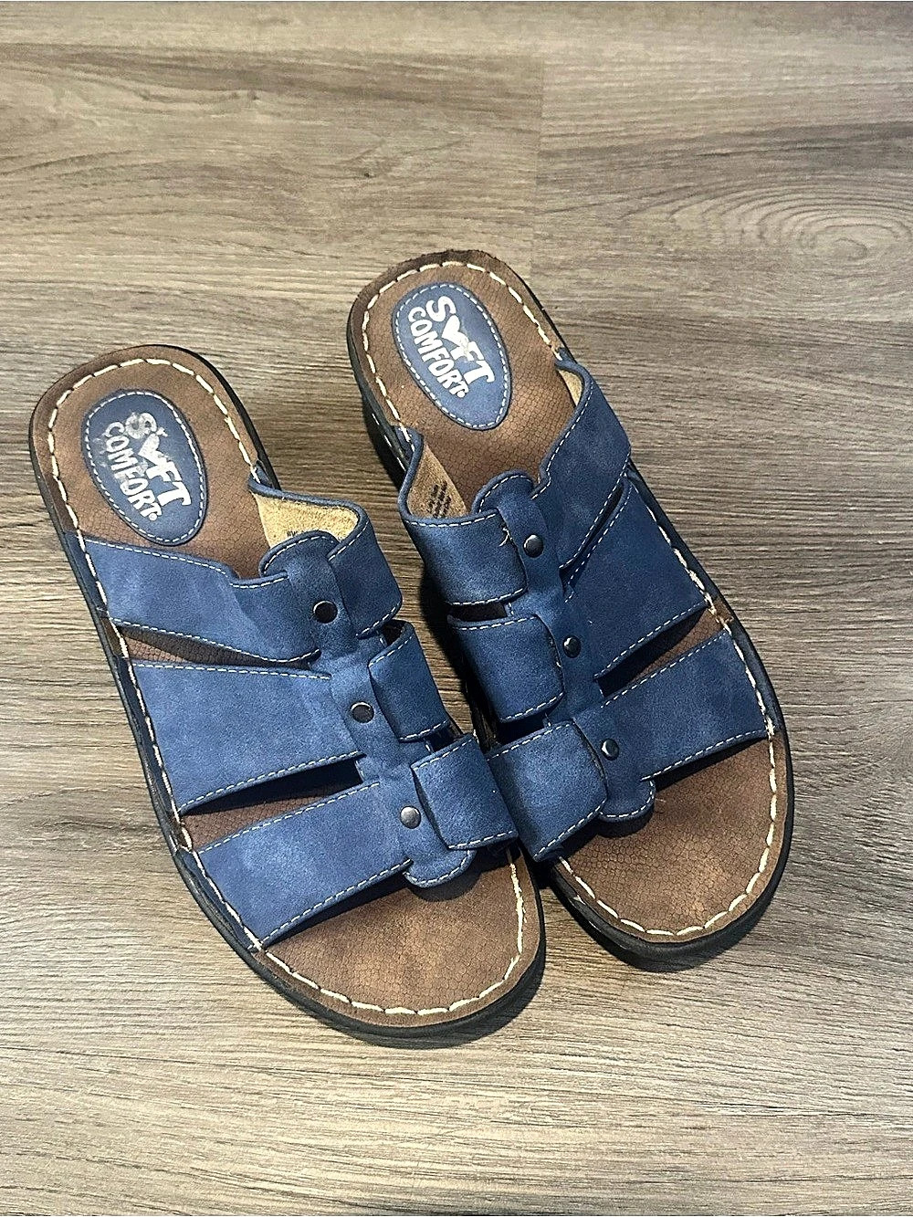 Soft Comfort Women's Strappy Blue Sandals Size 9 Cottage Boho Travel